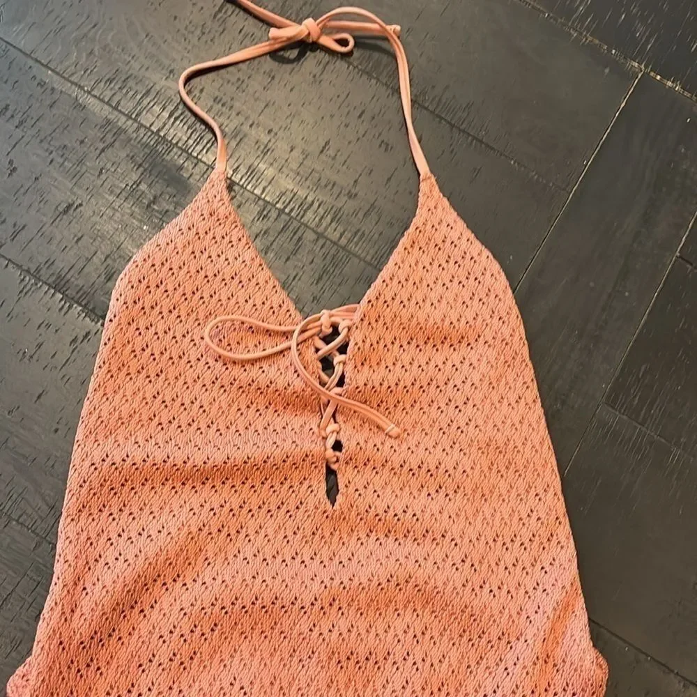 Hollister Lace up Crochet One Piece NWOT Large Beach Swim Vacation​​​​​​​​​​​​​